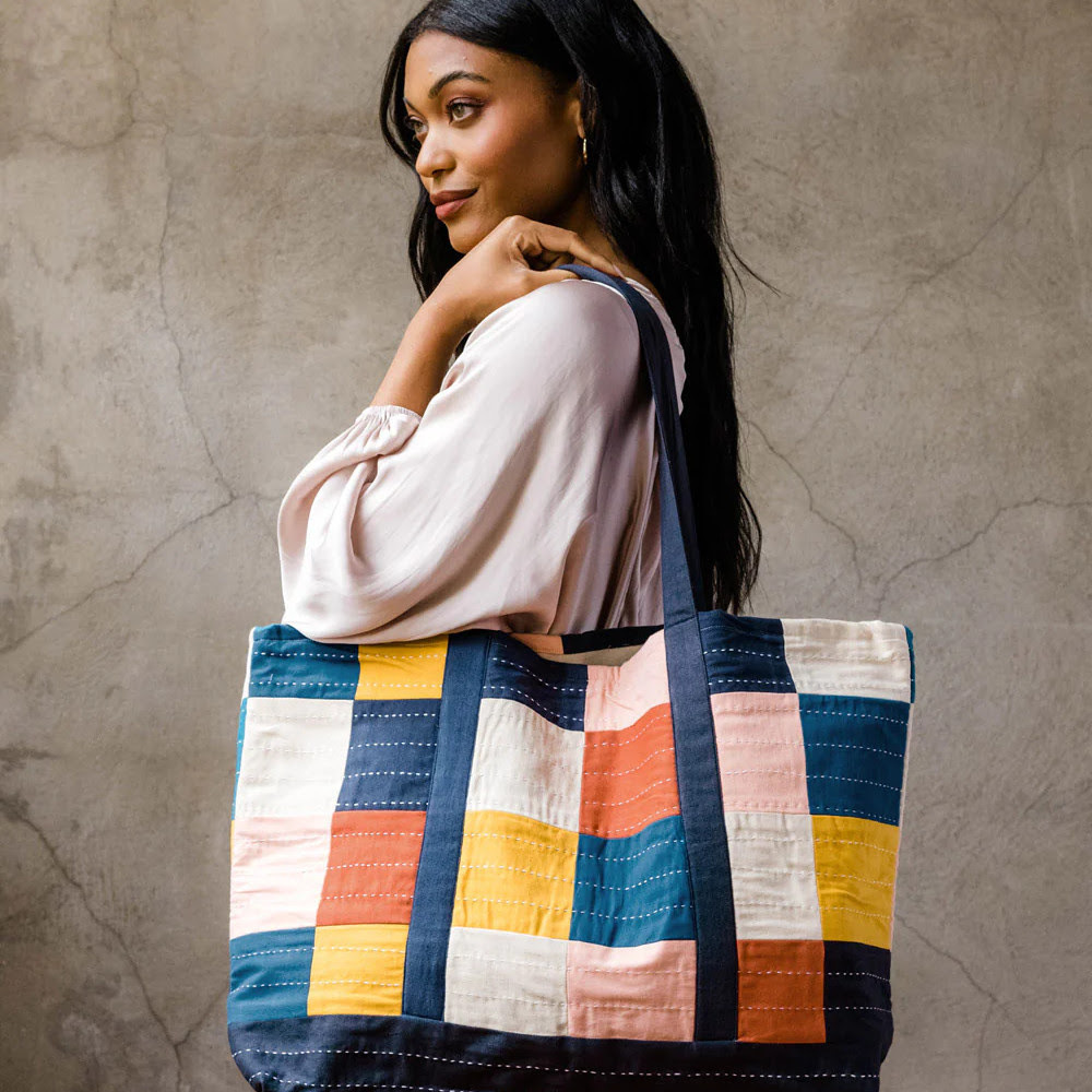 Anchal Canvas Tote Bag Checkered