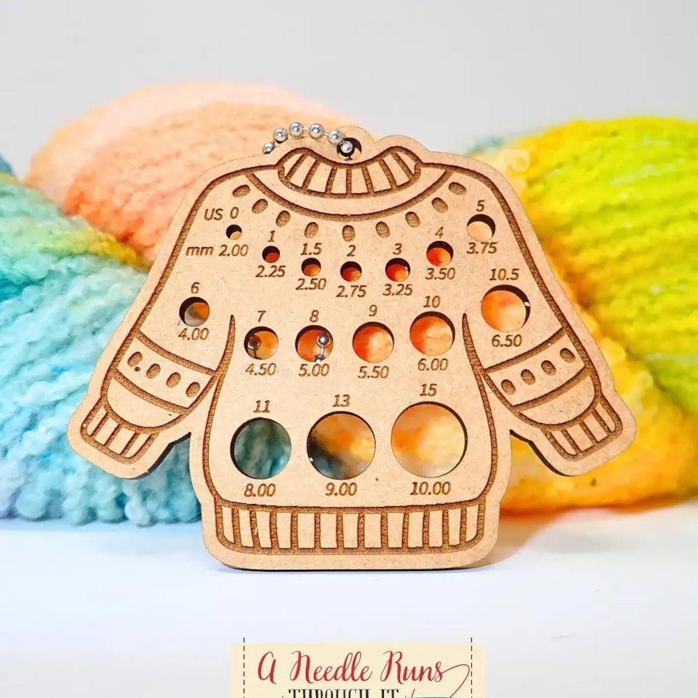 A Needle Runs Through It Knitting Needle Gauge (Sweater)