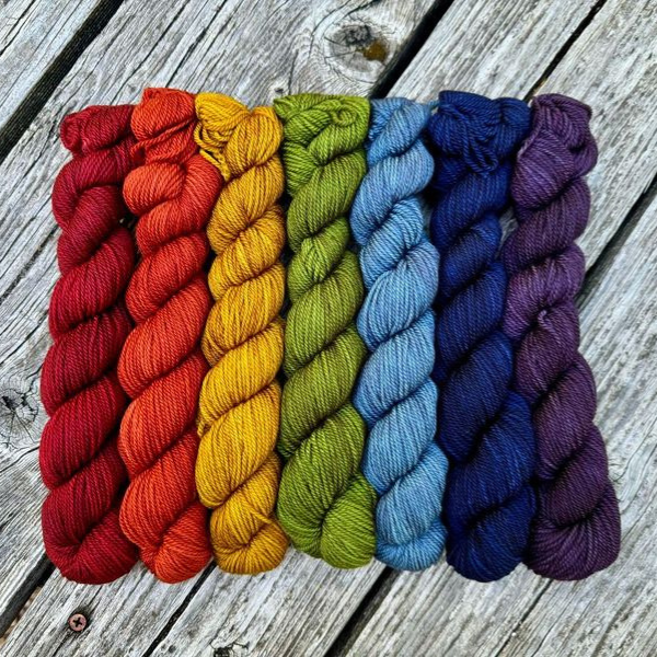 Mosaic Moon Birch Fingering Mini Skein Set Earthy Rainbow