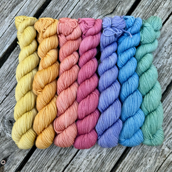 Mosaic Moon Birch Fingering Mini Skein Set Rainbow Mochi