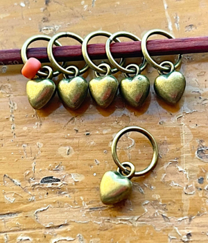 Bump on a Hill Copper Heart Stitch Markers