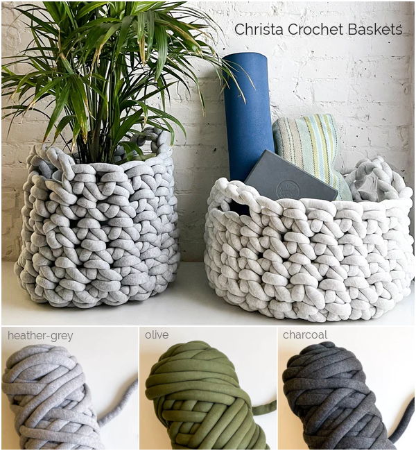 Giant Cotton Squish Christa Crochet Baskets
