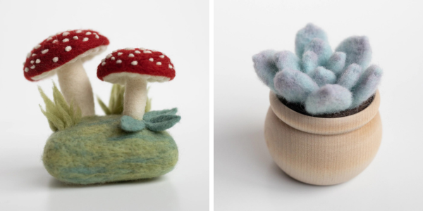 Felted Mushrooms & Succulent