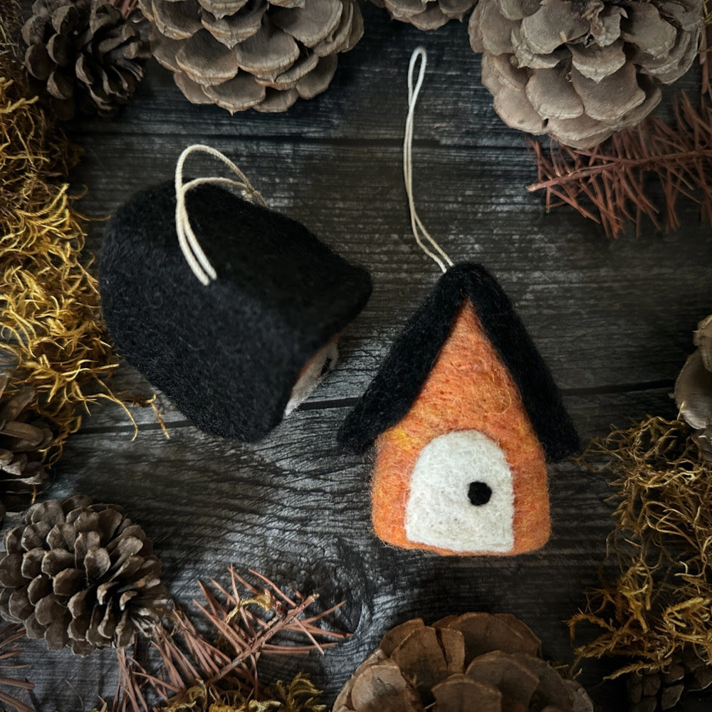 Felted Wool Ornament Halloween Cottage